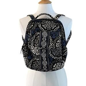 Vera Bradley Blue, Gray, Ivory, Black, Boho Floral Cotton Backpack
